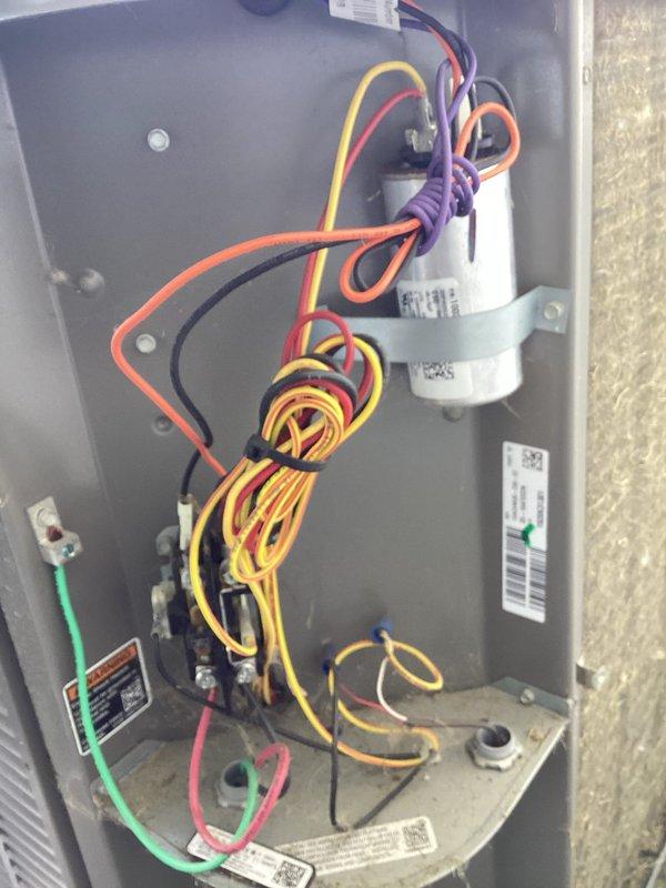 Completed MVP recurring cooling maintenance visit on 5-year-old HVAC system. Inspected electrical control panel, verifying capacitor mounting, wire connections, and all electrical components for proper operation. Replaced severely clogged air filter that had accumulated excessive dust, debris, and particulate matter restricting airflow. System operational and ready for continued service.