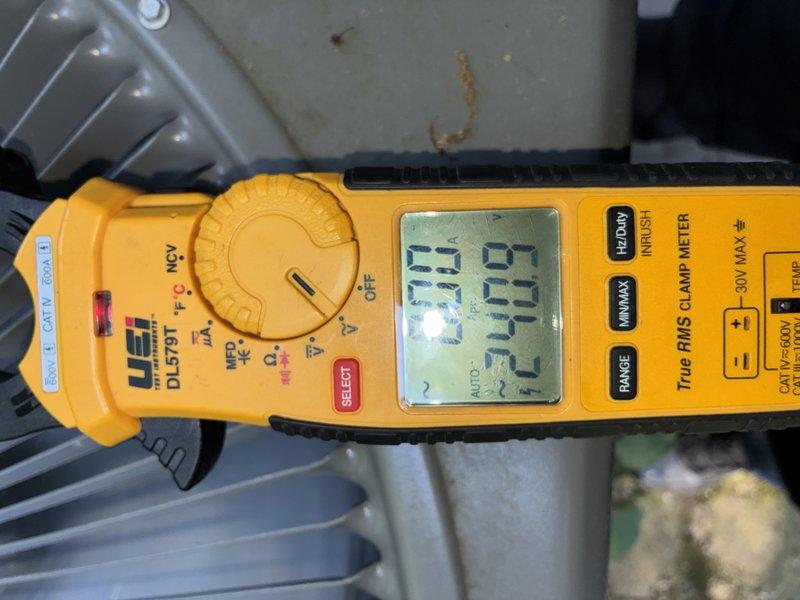 Completed MVP recurring cooling maintenance visit. Inspected electrical components and replaced dual Edison ECN-R40 fuses rated at 250VAC in the outdoor condensing unit. Verified proper amperage draw of 23.7A using clamp meter, confirming system is operating within normal parameters.