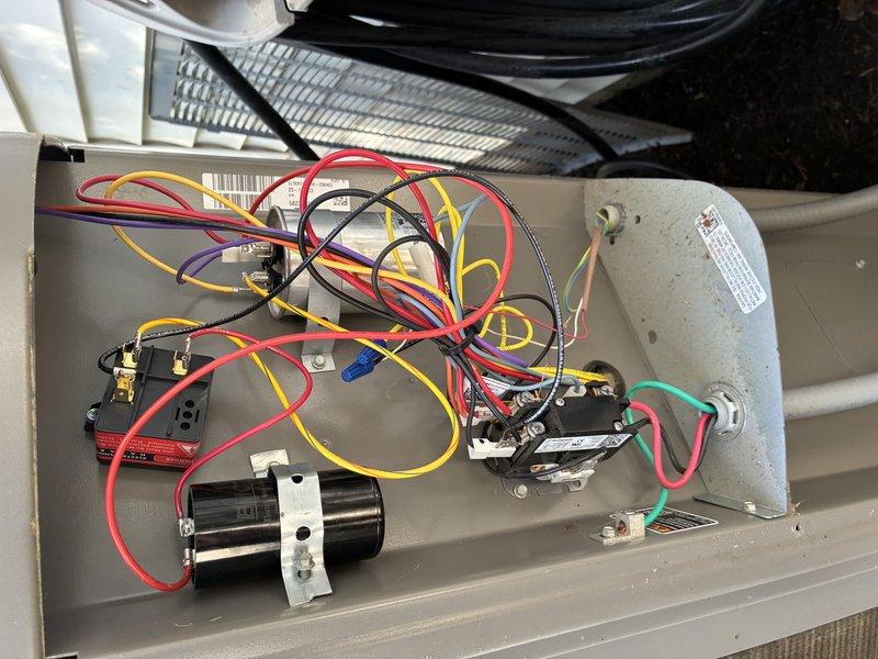 Completed scheduled MVP cooling maintenance visit on 3-year-old system. Performed comprehensive inspection of electrical control panel, verified all wire connections secure, tested capacitor functionality and contactor operation. All components operating within normal parameters, no issues found.