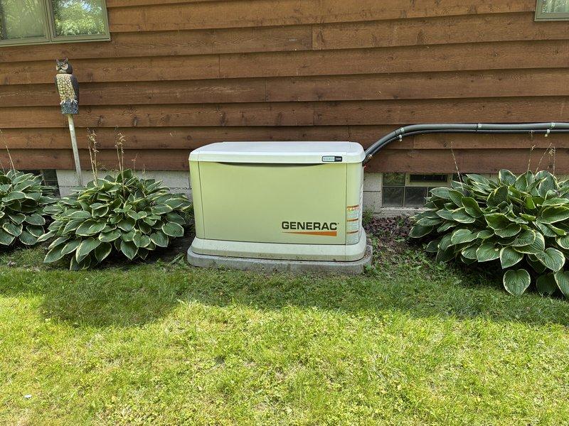 Performed routine maintenance on a Generac 24kW standby generator unit, including a complete oil change. Unit was operating normally with no reported issues or repair needs. Confirmed generator functionality and completed scheduled preventive maintenance service.