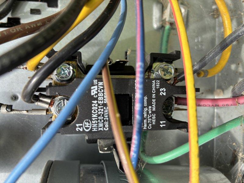 Completed MVP cooling maintenance visit on residential HVAC system. Performed electrical diagnostics using clamp meter to verify proper amperage draw and system performance. Inspected contactor assembly and electrical connections, confirming all wire terminations secure and contactors operating within specifications.