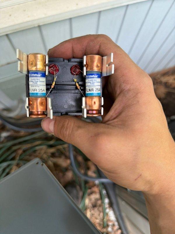 Completed full HVAC system installation including 80% efficiency furnace, air conditioning condenser unit, and humidifier. Installed new outdoor AC condenser on protective rubber pad against exterior wall with proper clearances for airflow and service access. Mounted 25-amp Littelfuse disconnect block with appropriate wiring connections for electrical supply to outdoor unit. Verified all electrical connections, refrigerant lines, and condensate drainage systems are properly installed and operational. System tested and confirmed functioning within manufacturer specifications.