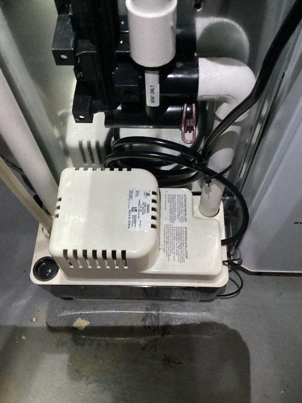 Completed early season AC tune-up on Lennox system, including comprehensive inspection of indoor air handler and outdoor condensing unit. Performed filter replacement, verified condensate pump operation in drain pan assembly, checked refrigerant levels, cleaned components, and confirmed all electrical connections and safety controls were functioning properly.