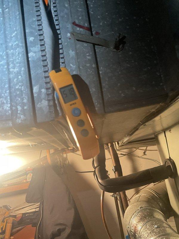 # HVAC Maintenance - Cooling

Performed comprehensive air conditioning system inspection and maintenance on residential cooling unit estimated to be 8-10 years old. Conducted diagnostic testing using digital multimeter and temperature probes to assess system performance, electrical components, and refrigerant levels in basement mechanical area. Completed standard preventive maintenance procedures including inspection of ductwork, connections, and Honeywell control components to ensure optimal system operation for the cooling season.