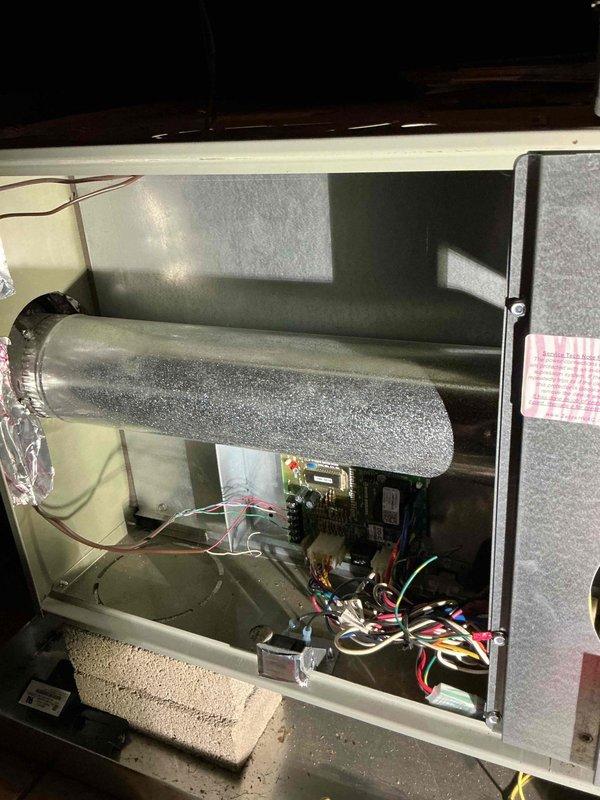 Returned to replace drain pan float switch that was accidentally damaged during previous maintenance visit. Successfully removed damaged float switch from air handler drain pan and installed new replacement unit. Verified proper operation of float switch and confirmed all electrical connections to control board were secure before closing access panel and returning system to normal operation.