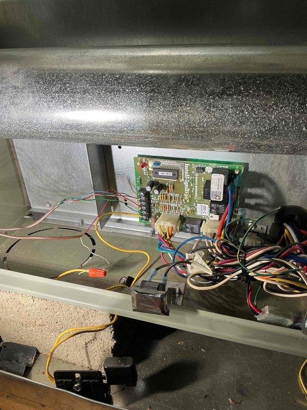 Returned to replace drain pan float switch that was accidentally damaged during previous maintenance visit. Successfully removed damaged float switch from air handler drain pan and installed new replacement unit. Verified proper operation of float switch and confirmed all electrical connections to control board were secure before closing access panel and returning system to normal operation.