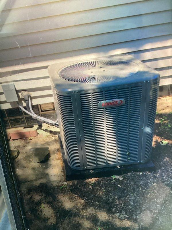 Responded to callback for water leak from indoor unit, a recurring issue since system installation. Inspected Lennox central air conditioning system including outdoor condenser unit and indoor components. Verified proper operation of equipment, checked refrigerant lines and condensate drainage system to identify source of leak. Performed routine maintenance service including air filter inspection, which showed clean pleated filter in good condition.