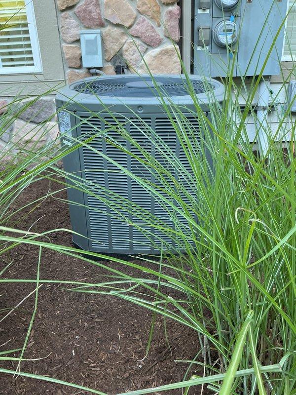 Completed routine preventative maintenance on 13-year-old residential air conditioning system for MVP service contract holder. Replaced heavily soiled air filter with new unit, inspected outdoor condenser unit surrounded by landscaping, and verified system operational status. All components found functioning within normal parameters with no immediate service needs identified.