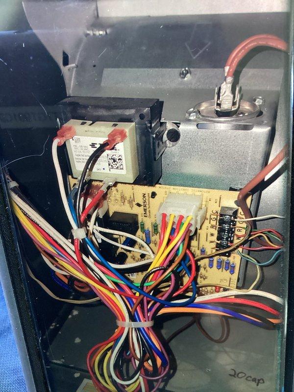 Completed MVP cooling maintenance visit on HVAC system. Performed standard preventative maintenance inspection, documenting electrical connections, capacitor, control board wiring, and blower assembly. Customer requested quote for thermostat installation, which will be provided separately.