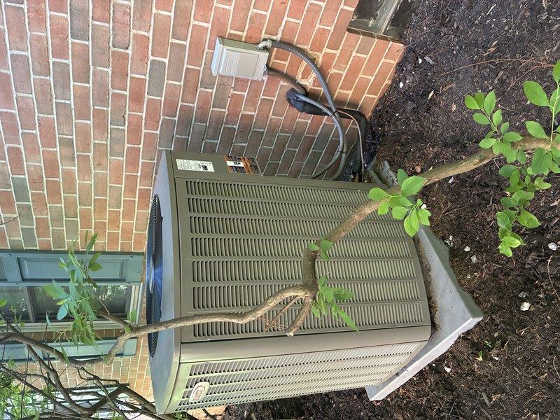 Completed scheduled BS-MVP cooling maintenance visit on 2-year-old outdoor heat pump unit located in backyard. Performed comprehensive system inspection including visual assessment of exterior cabinet condition, electrical connections, and internal components. Verified proper operation of compressor, capacitor, and contactor assembly. All electrical connections were secure with appropriate wire routing observed. Unit operating within normal parameters with no deficiencies noted at time of service.