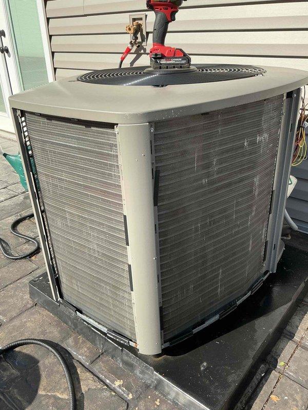 Completed first-year maintenance on 1-year-old air conditioning system during scheduled 8am BS-MVP cooling visit. Performed comprehensive inspection of outdoor condenser unit, accessed electrical control panel to verify proper wiring connections and component operation, and conducted standard preventive maintenance procedures on all accessible system components.
