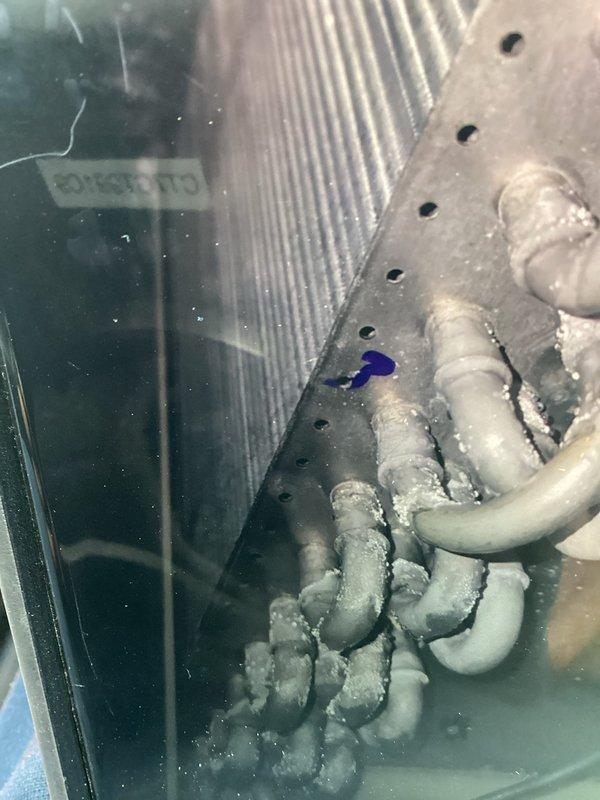 Performed annual maintenance on one-year-old air conditioning system. During inspection, discovered significant frost accumulation on evaporator coil and refrigerant lines, indicating potential airflow restriction or refrigerant charge issue. Documented electrical components including capacitor and control wiring, all connections secure and within normal operating parameters. Evaluated ductwork system for cleaning requirements and noted findings for customer review.