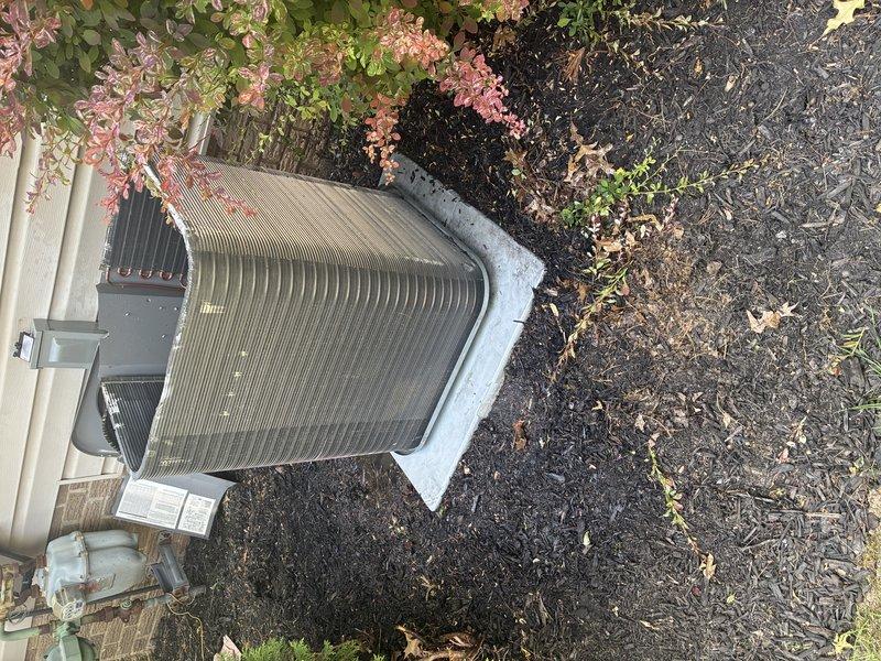 Completed MVP cooling maintenance visit on Lennox air conditioning system. Performed visual inspection of outdoor condenser unit, verified proper installation on concrete pad, and documented equipment condition with photos. Unit operating in standard condition with all components accessible and functioning as designed.