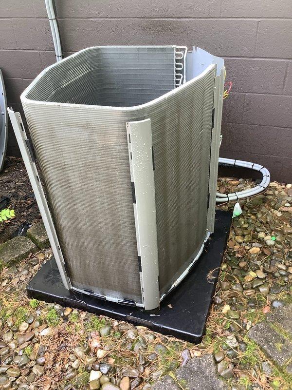 Completed MVP cooling maintenance visit on outdoor condensing unit. Performed standard seasonal inspection of compressor, refrigerant lines, electrical connections, and condenser coil assembly. Unit showed normal weathering consistent with outdoor exposure. Observed debris accumulation around base and interior components; cleaned accessible areas to ensure proper airflow and system efficiency. Verified compressor operation, checked refrigerant line connections, and inspected electrical wiring including power and control circuits. System operational and functioning within normal parameters upon completion of maintenance service.