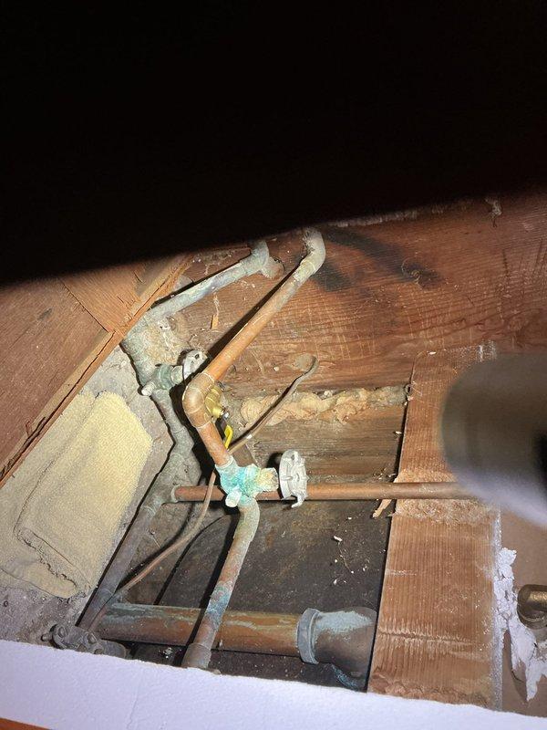 Replaced leaking shut-off valve for kitchen sink. Removed old corroded valve, installed new quarter-turn shut-off valve, tested for proper operation and verified no leaks present upon completion.