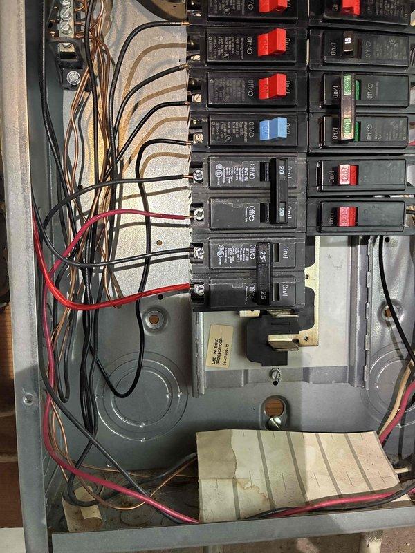 Installed dedicated air conditioning circuit in existing electrical panel. Ran new wiring from panel to A/C unit location, terminated connections at breakers and equipment disconnect, and verified proper circuit operation and voltage levels upon completion.
