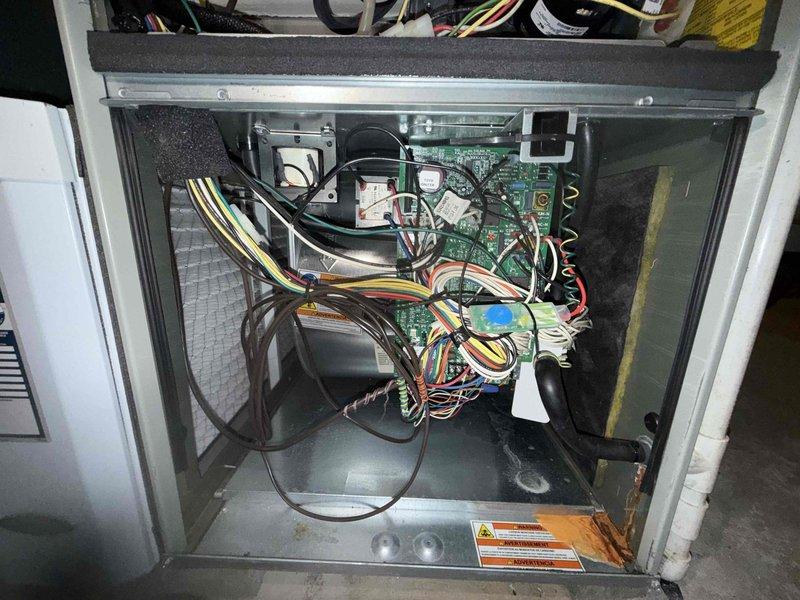 Completed scheduled MVP cooling maintenance visit on HVAC system. Performed comprehensive inspection of condenser fan assembly, verifying proper blade alignment, clearances, and operational integrity. Accessed electrical control compartment and inspected circuit boards, capacitor, wiring connections, and control components for proper function and signs of wear. All system components found operating within normal parameters with no immediate service needs identified.