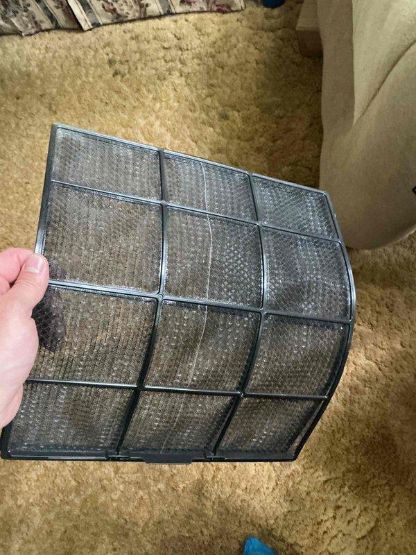 Completed MVP cooling maintenance visit on three mini-split units. Removed and cleaned heavily soiled air filters showing significant dust and debris accumulation across mesh surfaces. Inspected outdoor condenser units, verified proper operation, and ensured all components were functioning within normal parameters.