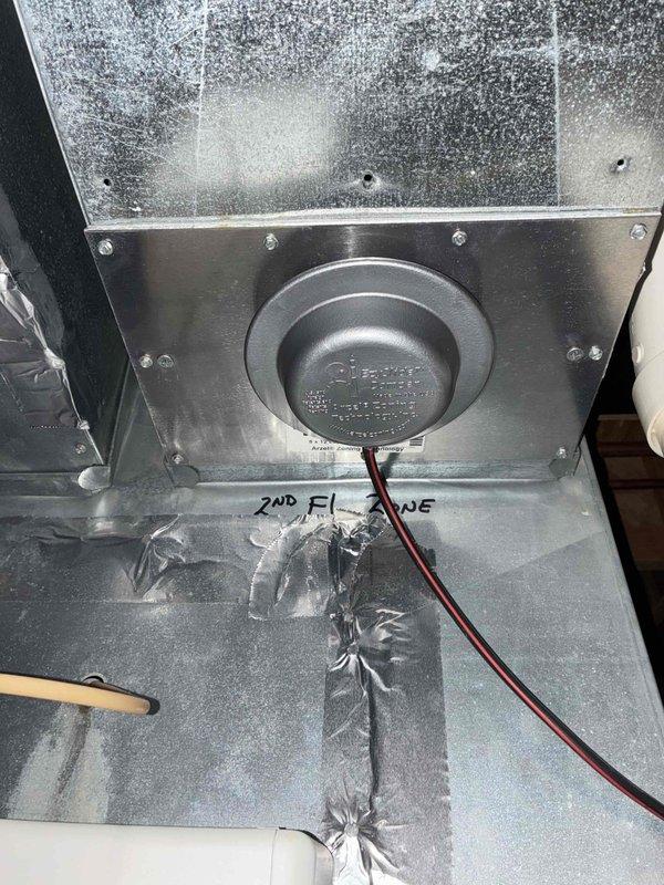 Completed MVP recurring cooling maintenance visit on 3-year-old HVAC system. Performed comprehensive system inspection including examination of ductwork assembly on second floor, verified electrical connections and terminal blocks at outdoor unit, and documented condition of all accessible components. All wire connections were secure, and system components showed normal wear consistent with age and operation.