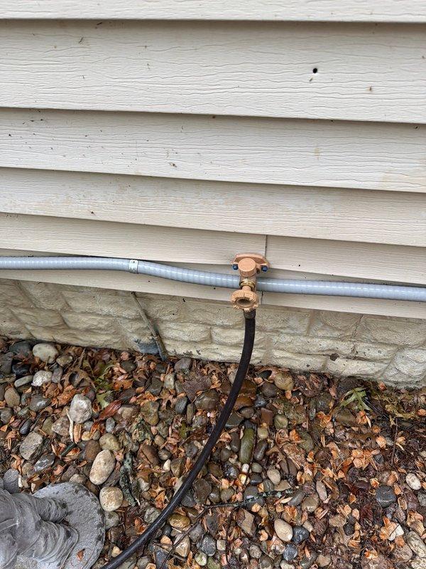 Replaced two exterior hose bibs with new ball valve assemblies. Accessed front faucet location by cutting drywall ceiling and installed a 14x14 flat vent access panel for future serviceability. Updated copper supply line connections beneath flooring and secured all piping to ensure proper operation of both outdoor faucets.