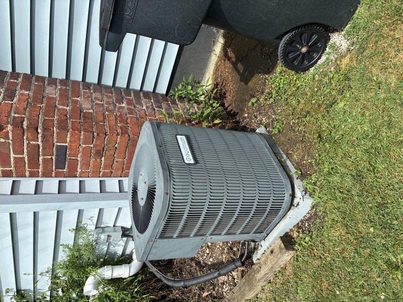 Responded to no cooling complaint on 10-year-old residential air conditioning system. Upon arrival, performed diagnostic evaluation of outdoor condenser unit using manifold gauges to assess refrigerant pressures and system performance. Connected service gauges to unit and identified operational issue preventing proper cooling function. Completed necessary repairs to restore system to normal operation and verified proper airflow through condenser coil and fan assembly.