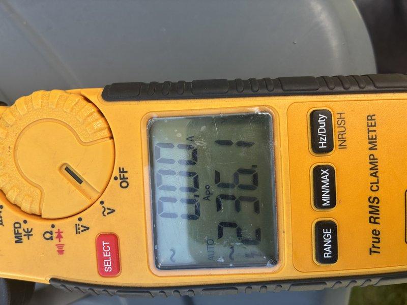 Completed MVP recurring cooling maintenance visit on residential HVAC system. Performed electrical diagnostics using digital clamp meter to verify proper amperage draw and system performance on outdoor condensing unit. All measurements within manufacturer specifications, confirming optimal operation of cooling equipment.