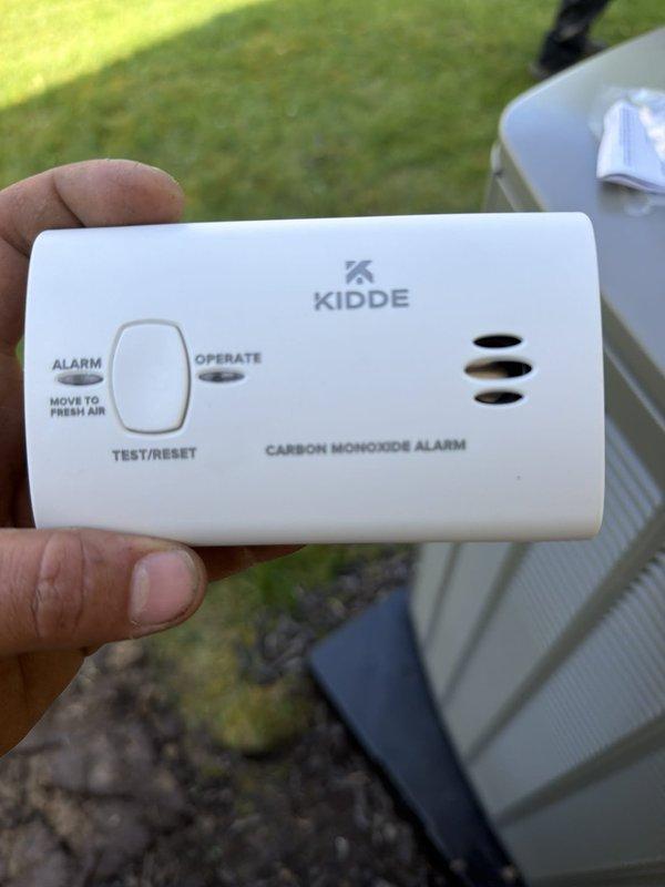 Completed installation of 80% AFUE gas furnace and air conditioning system. Installed new fuse block with proper amperage fuses and verified all electrical connections with appropriate wire gauging. Mounted and tested Kidde carbon monoxide alarm to ensure proper operation and safety compliance for new heating system installation.
