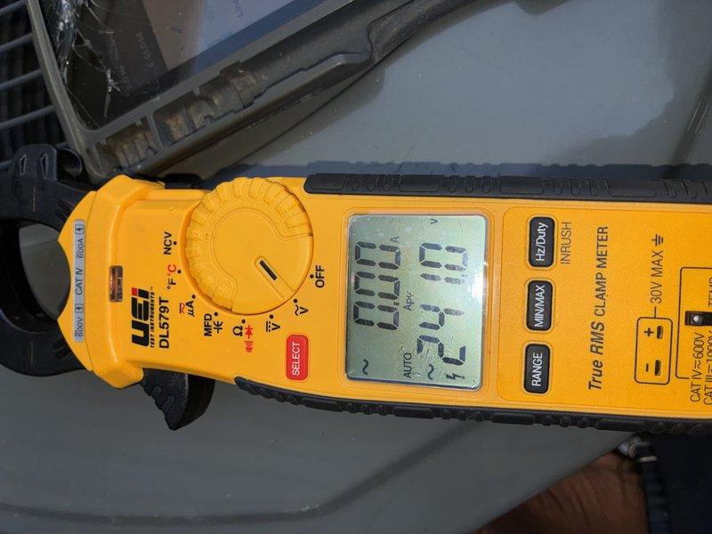 Completed preventive maintenance on an 11-year-old cooling system. Performed electrical diagnostics using digital clamp meter, verifying amp draw and system performance parameters. All measurements recorded within normal operating range, unit operating properly upon completion of maintenance service.