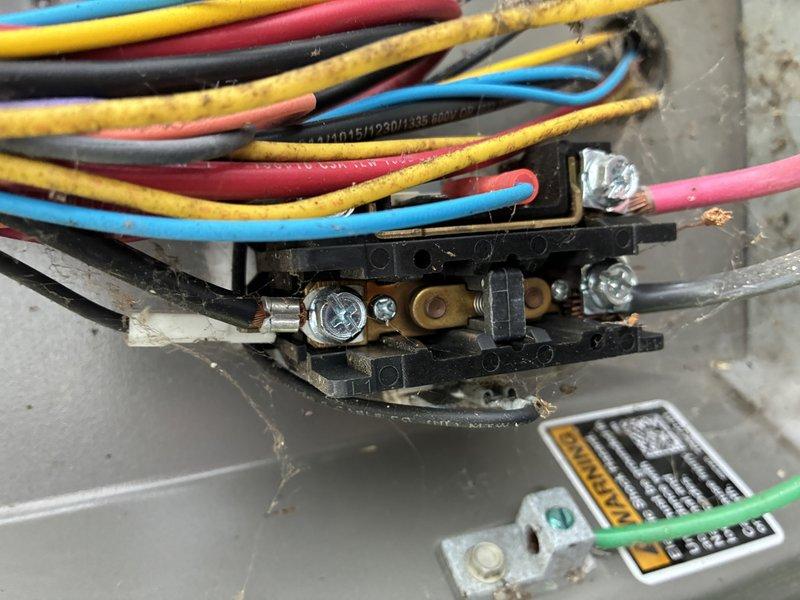 Completed MVP cooling maintenance visit on 5-year-old system. Performed comprehensive inspection of outdoor unit electrical connections, including contactor terminals, wire terminations, and control wiring. All electrical connections were found secure with proper wire color coding intact across multiple circuits. System operating within normal parameters.