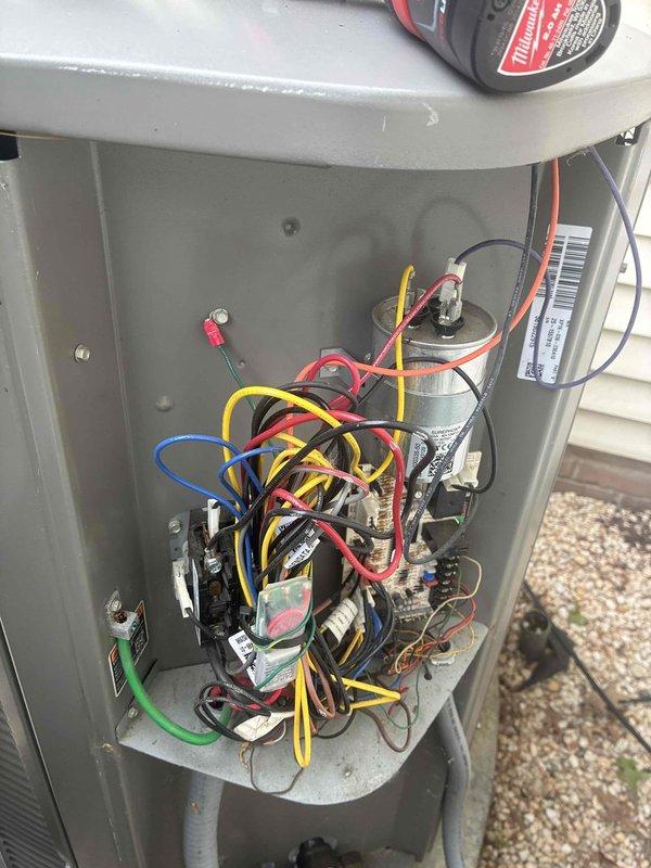 Performed preventive maintenance on two cooling systems: a 6-year-old heat pump and a 3-year-old mini split unit. Inspected electrical components, capacitors, and contactors on the heat pump outdoor unit, verified proper wiring connections, and measured supply air temperature at 57°F on the air handler. All systems operating within normal parameters.