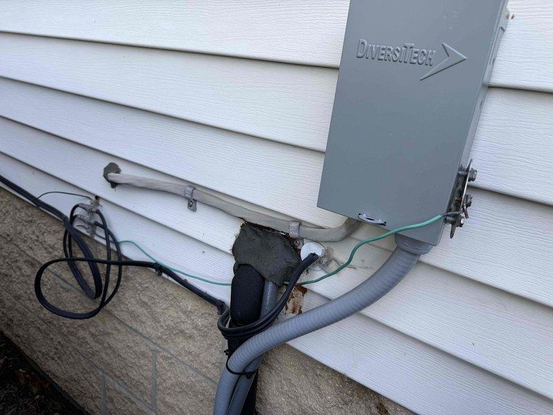 Responded to no cooling complaint with complete system failure. Upon arrival, found exterior disconnect box with failed fuse preventing power to condensing unit. Replaced fuse in disconnect, restored power to system, and verified proper operation of outdoor unit and thermostat functionality. System returned to normal cooling operation.