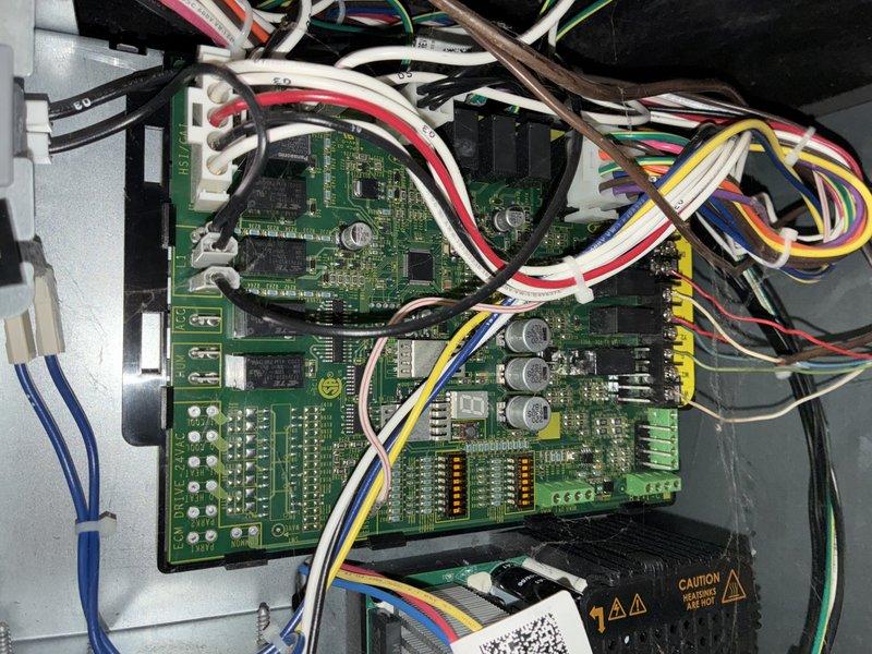 Completed scheduled preventive maintenance on 4-year-old air conditioning and gas furnace system. Inspected blower assembly and control board, noting normal dust accumulation on blower wheel and housing consistent with system age and operation. All electrical connections, circuit boards, and wiring harnesses verified secure and functioning properly with no signs of overheating or component failure.