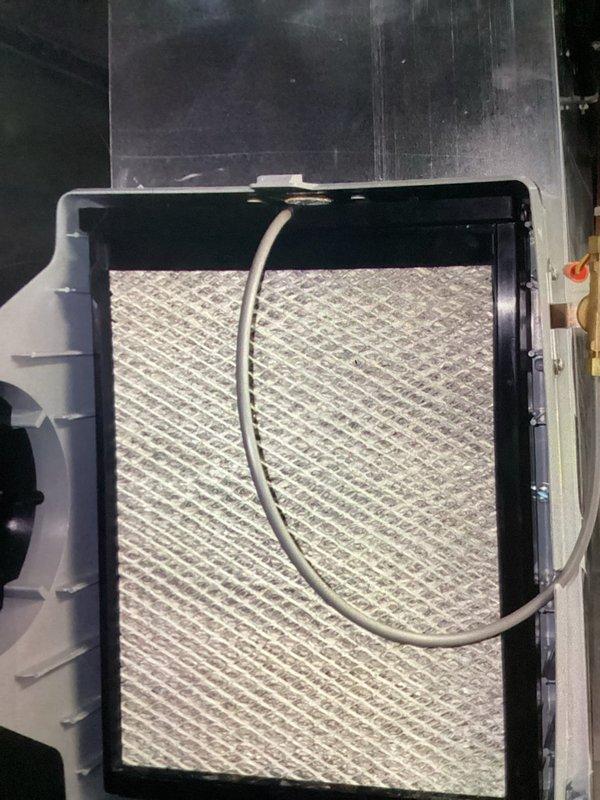 Completed routine cooling maintenance on HVAC system. Inspected and documented all major components including furnace/air handler unit, Aprilaire humidifier, air filtration system with pleated filter in proper condition, ductwork connections with flex connectors, copper refrigerant lines, and PVC condensate drain line. All equipment found operating within normal parameters with no immediate service needs identified.