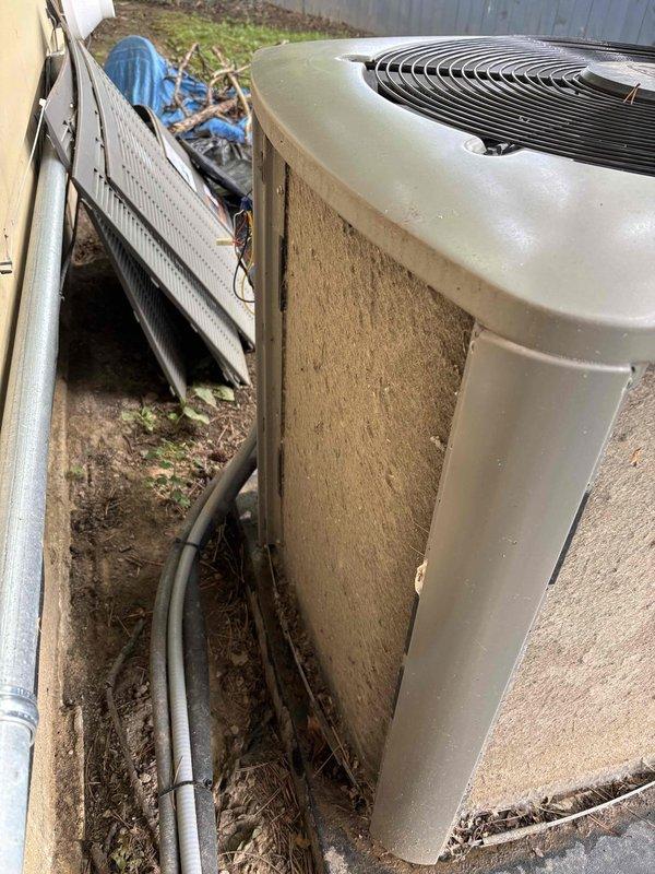 Completed cooling maintenance on Lennox outdoor condensing unit. Performed standard seasonal tune-up including system inspection, cleaning of condenser coils, verification of refrigerant levels, and testing of electrical components and fan operation. Unit operating within normal parameters upon completion of service.