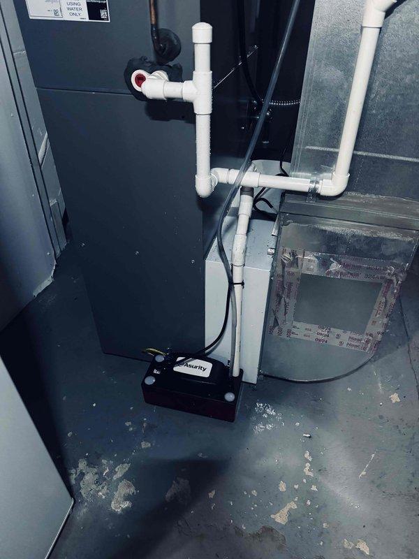 Responded to no-cooling complaint where air conditioning system fan was not operating. Diagnosed failed condensate pump preventing system operation due to safety float switch activation. Replaced condensate pump unit and tested drain line assembly for proper flow. Verified air handler operation, confirmed blower motor engagement, and system returned to normal cooling operation upon completion.