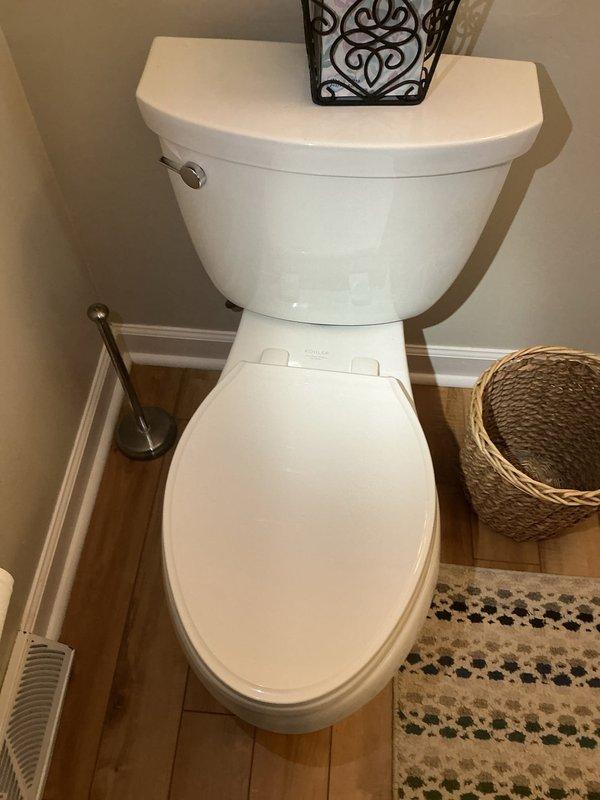 Responded to service call for leaking drain pipe in basement identified during home inspection. Upon arrival, conducted thorough assessment of plumbing system and basement drainage infrastructure. Inspected water supply connections throughout the property, including toilet supply line configuration in bathroom. Documented existing plumbing conditions with photographic evidence showing toilet installation, water supply flex hose positioning, and overall bathroom fixture setup. Verified proper operation of water supply connections and assessed potential sources of reported drainage leak. Completed diagnostic evaluation of basement plumbing system to identify leak origin and recommend appropriate repair solutions.