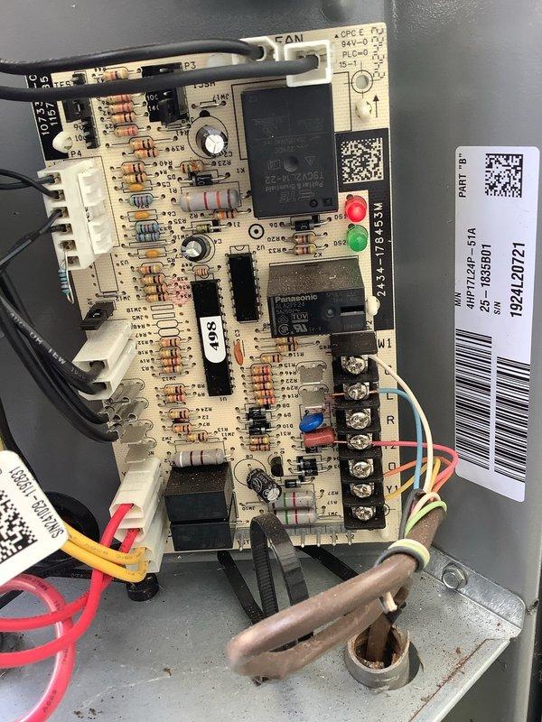Responded to no air flow complaint on heat pump system. Upon arrival, performed diagnostic evaluation of outdoor unit. Checked refrigerant pressures using manifold gauge set and found system pressures within normal operating range for R410A refrigerant. Inspected control board and verified proper electrical connections and component operation with all indicator lights functioning correctly. Determined system did not require refrigerant charge or bi-flow filter replacement as initially suspected. Unit tested and confirmed operational.