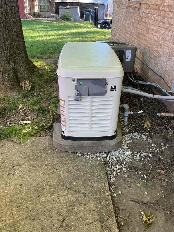 Performed scheduled maintenance on a 16kW standby generator unit, approximately 9 years old. Conducted comprehensive system inspection including visual examination of exterior housing, ventilation louvers, and control panel functionality. Verified proper operation of status indicator lights and checked all electrical connections and conduit for secure mounting and weather integrity.

Performed battery load test using diagnostic equipment, measuring cold cranking amps (CCA) and voltage levels to assess battery health and starting capacity. Inspected battery terminals for corrosion and verified proper cable connections. Evaluated concrete pad stability and drainage around unit perimeter. Confirmed generator positioning and clearances meet manufacturer specifications. All systems tested and found operational within normal parameters.