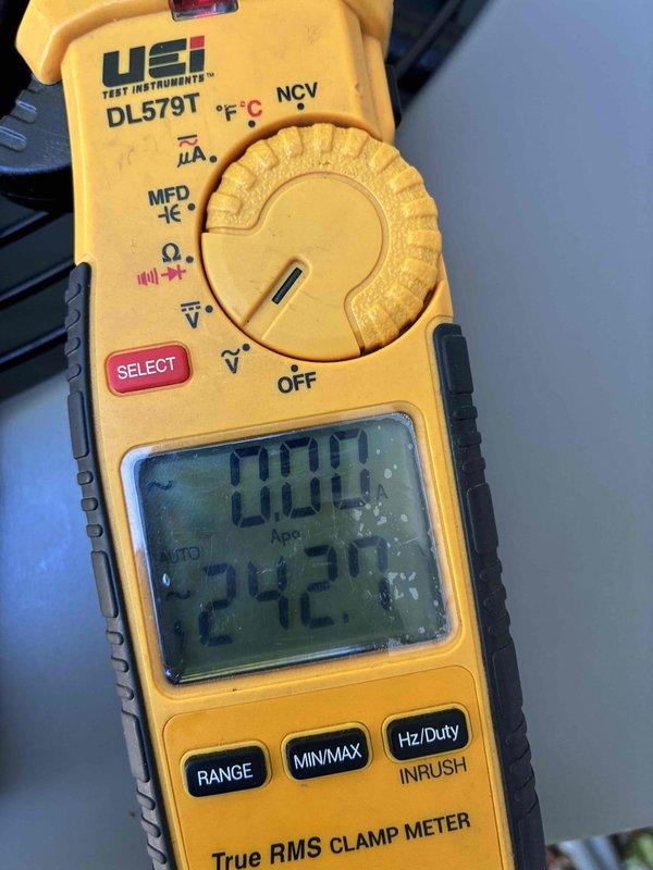 Completed scheduled MVP cooling maintenance visit on 6-year-old system. Upon arrival, performed comprehensive system inspection and diagnostics. Found outdoor condenser coil heavily clogged with dirt, dust, and debris accumulation. Cleaned condenser coil thoroughly to restore proper airflow and heat transfer efficiency. Conducted electrical testing using clamp meter, recording system temperature at 242°F and verifying electrical parameters within normal operating range. Took diagnostic measurements to confirm system performance. Unit operational and cooling properly upon completion of maintenance service.