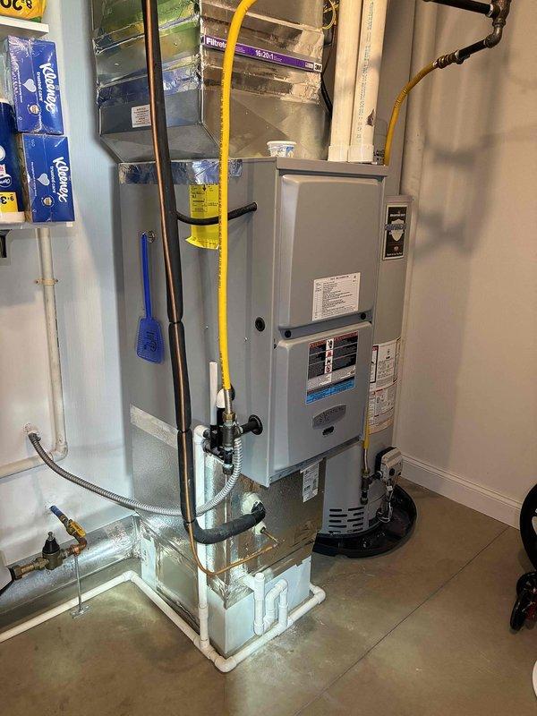 Completed comprehensive air conditioning tune-up on five-year-old split system including outdoor condenser unit and indoor air handler. Performed full system inspection, cleaned condenser coils, verified refrigerant levels, tested electrical connections, inspected condensate pump operation, and confirmed all components are functioning within manufacturer specifications.