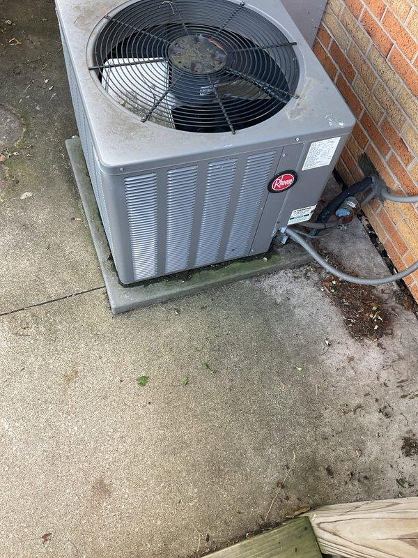 Responded to service call for 12+ year old Rheem air conditioning system experiencing short cycling issue where unit would not remain off after completing cooling cycle. Upon inspection of outdoor condenser unit and electrical connections, documented current system configuration and wiring setup. Customer expressed interest in maintenance plan options, with follow-up visit scheduled to address thermostat control issue and evaluate system performance.