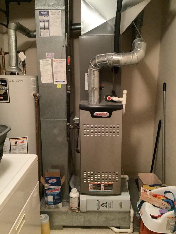 Completed scheduled MVP cooling maintenance visit on residential Lennox HVAC system. Performed comprehensive inspection of indoor furnace unit located in basement mechanical room and outdoor condensing unit. Verified proper operation of all components, checked refrigerant levels, inspected electrical connections at air handler and outdoor unit, and confirmed adequate airflow through system ductwork. Both indoor and outdoor equipment found in good operating condition with no immediate service needs identified. System operating within normal parameters.