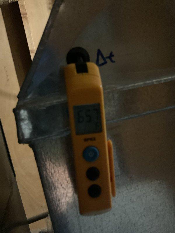 Completed scheduled MVP cooling maintenance visit. Performed system diagnostics using digital testing equipment to verify proper operation and measured critical parameters on the air handler unit. Inspected and documented the condition of the air filtration system, noting accumulated dust and debris on the pleated filter media requiring attention during this preventive maintenance service.