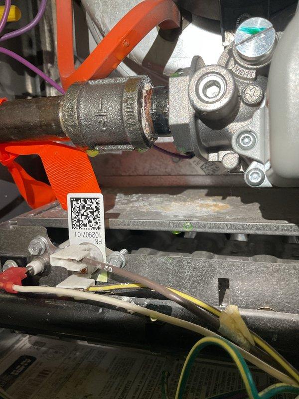 Responded to emergency natural gas leak at furnace system for property in pre-sale inspection. Upon arrival, performed comprehensive leak detection testing on gas supply line and furnace connections. Identified active leak at threaded pipe fitting connection upstream of furnace gas valve. Shut down gas supply and tagged system per safety protocols. Disassembled compromised fitting, inspected threaded connections for corrosion and wear, and cleaned all mating surfaces. Applied new pipe thread sealant and reassembled connection with proper torque specifications. Restored gas service and conducted pressure testing at 120 SCF to verify system integrity. Performed soap bubble test on all joints and connections to confirm leak elimination. Verified proper furnace operation and gas valve function. System restored to safe operating condition and cleared for continued use.