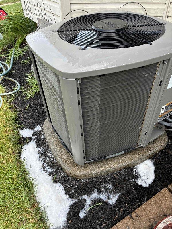 Completed annual cooling maintenance on residential air conditioning system. All tested components operating within manufacturer specifications with no immediate issues detected. Condenser coil found heavily impacted with debris causing restricted airflow, which reduces system efficiency and increases strain on components. Evaporator coil also required cleaning to ensure proper indoor airflow and reduce blower motor strain. Performed chemical cleaning on both condenser and evaporator coils to remove buildup and restore proper airflow and heat transfer. Bi-annual coil cleaning recommended for ongoing system maintenance and optimal performance. System returned to full operational capacity with improved airflow and efficiency.