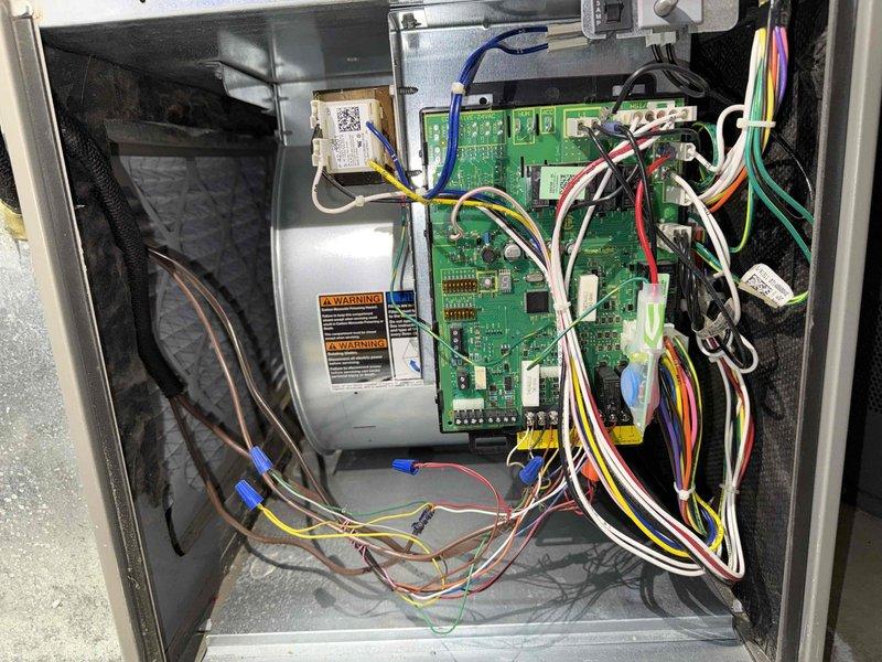 Completed preventive maintenance cooling visit on 6-year-old air conditioning system. Performed comprehensive inspection of control board, electrical connections, and wiring harness; verified proper operation of outdoor discharge and suction air sensors; confirmed all terminal connections secure and control components functioning within normal parameters.
