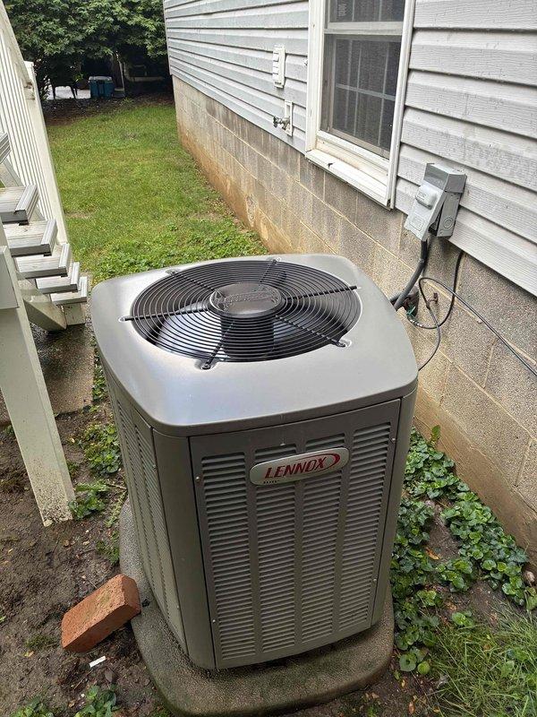 Completed preventive maintenance on 9-year-old Lennox air conditioning system. Performed standard maintenance protocol including inspection of outdoor condensing unit, electrical components, capacitor, contactor, and all associated wiring connections. Unit balanced and confirmed operational, with all systems functioning within normal parameters.