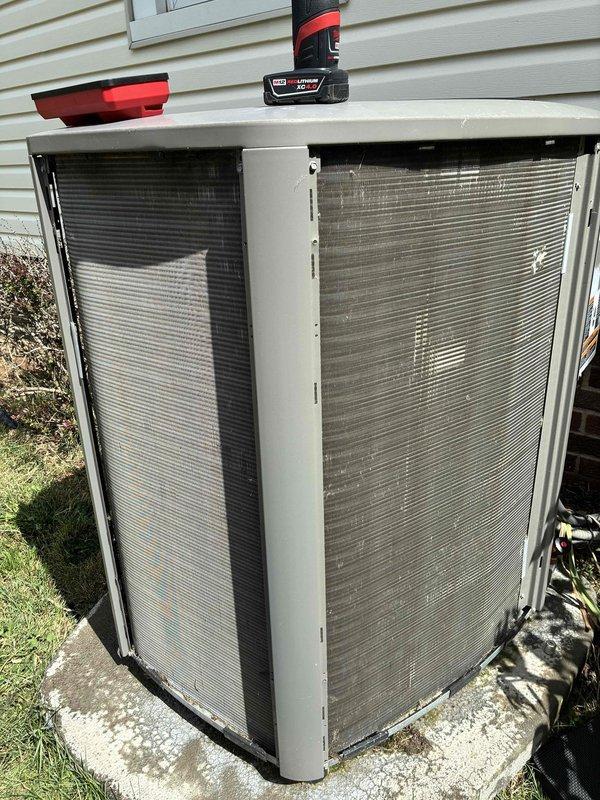 Completed MVP cooling maintenance visit on residential Lennox outdoor condensing unit. Performed standard preventive maintenance inspection, verified unit operation, and documented equipment condition with photographs. System operating within normal parameters at time of service.