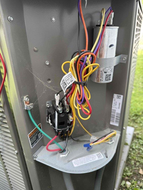 Completed comprehensive AC maintenance inspection on residential cooling system. Performed electrical panel inspection, verifying all wire connections, contactor operation, and capacitor condition. All electrical components tested within normal operating parameters. System found to be in good working order with no immediate service needs identified.