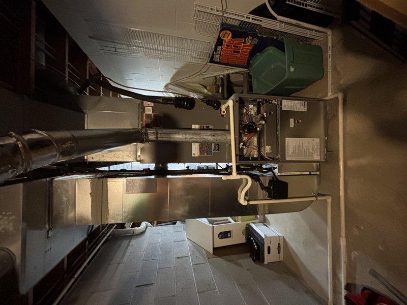 Completed routine maintenance visit on a 4-year-old residential air conditioning system as part of the MVP recurring service program. Performed comprehensive inspection of both indoor furnace/air handler unit and outdoor heat pump condenser, verified proper operation of all components, checked refrigerant levels at service ports, and documented equipment condition with photographic records showing system in good working order with normal weathering for age.
